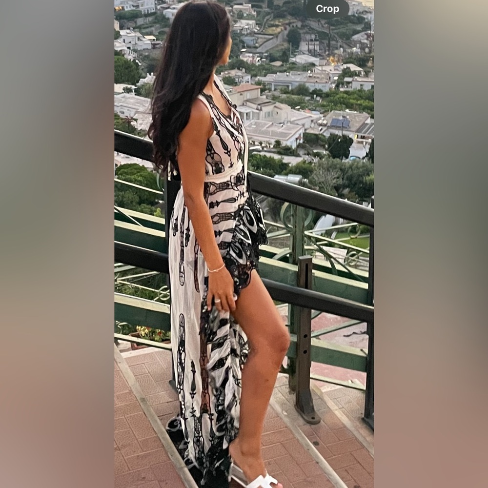 White and black high-low dress